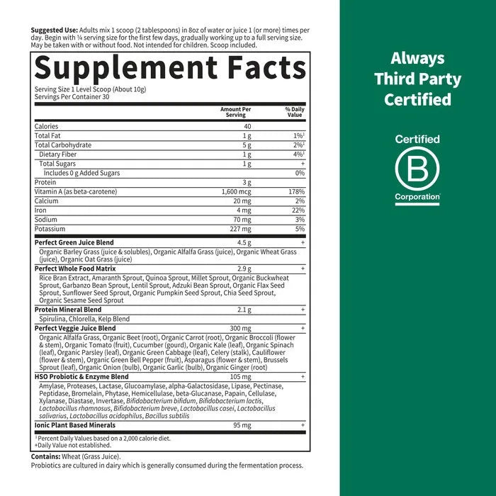 Perfect Food Original Green Formula 10.58oz (300g) Powder