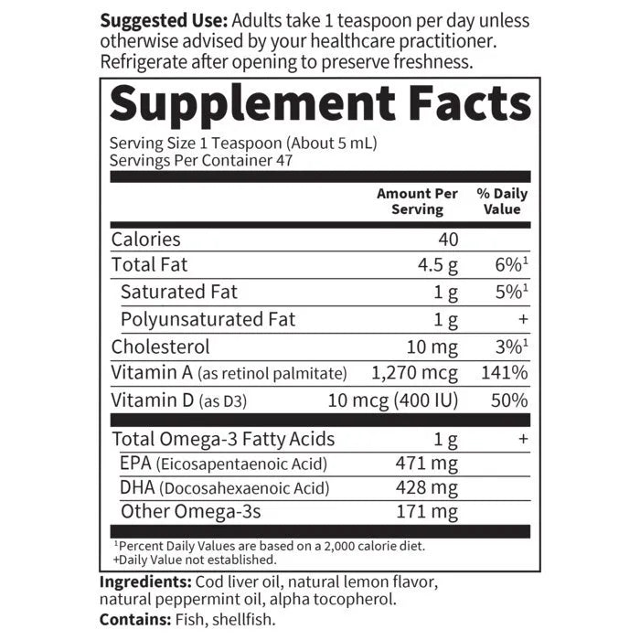 Olde World Icelandic Cod Liver Oil Lemon Mint - 8 fl oz (236 ml) Liquid