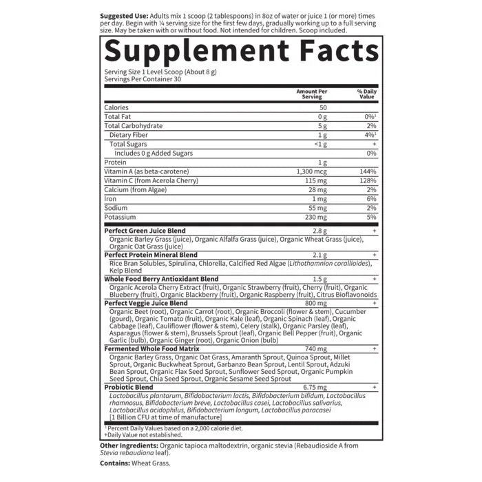 Perfect Food Berry Super Green Fruit & Veggie Formula 8.5oz (240g) Powder
