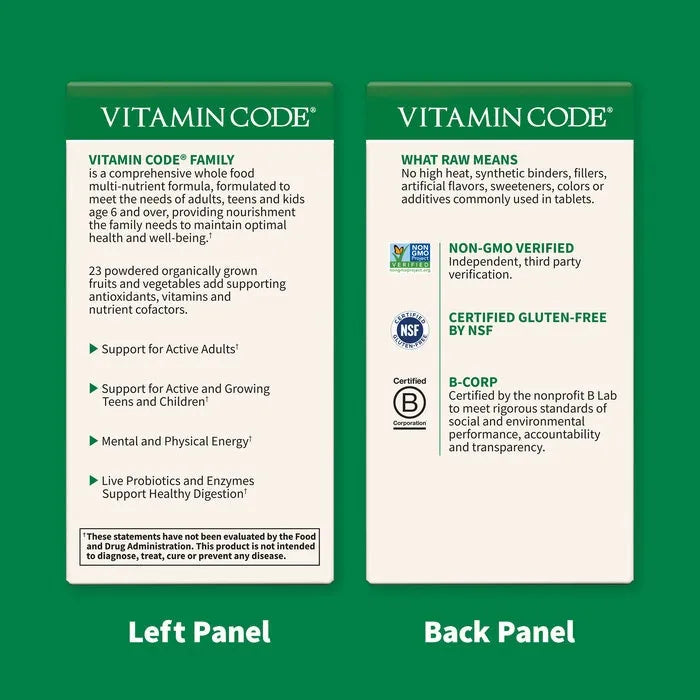 Vitamin Code Family Multivitamin 120 Capsules