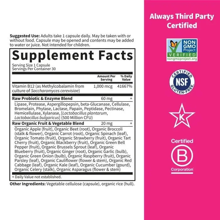 Vitamin Code Raw B-12 1,000mcg Capsules