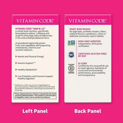 Vitamin Code Raw B-12 1,000mcg Capsules