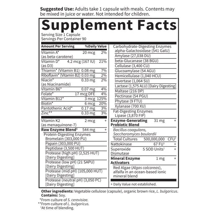 RAW Enzymes Women Digestive Health 90 Capsules