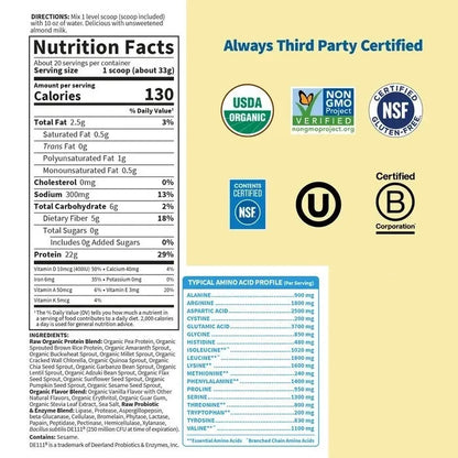Raw Organic Protein Powder - Vanilla