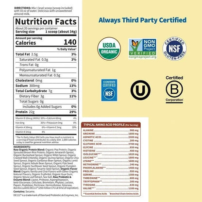 Raw Organic Protein Powder - Vanilla Chai