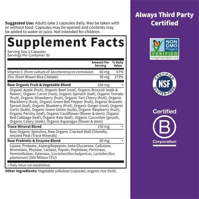 Vitamin Code Raw Zinc 60 Capsules