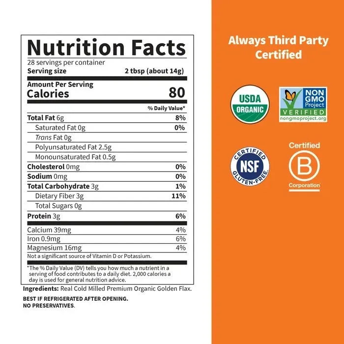 Raw Organics Golden Milled Flaxseed