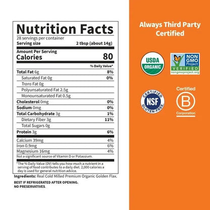 Raw Organics Golden Milled Flaxseed