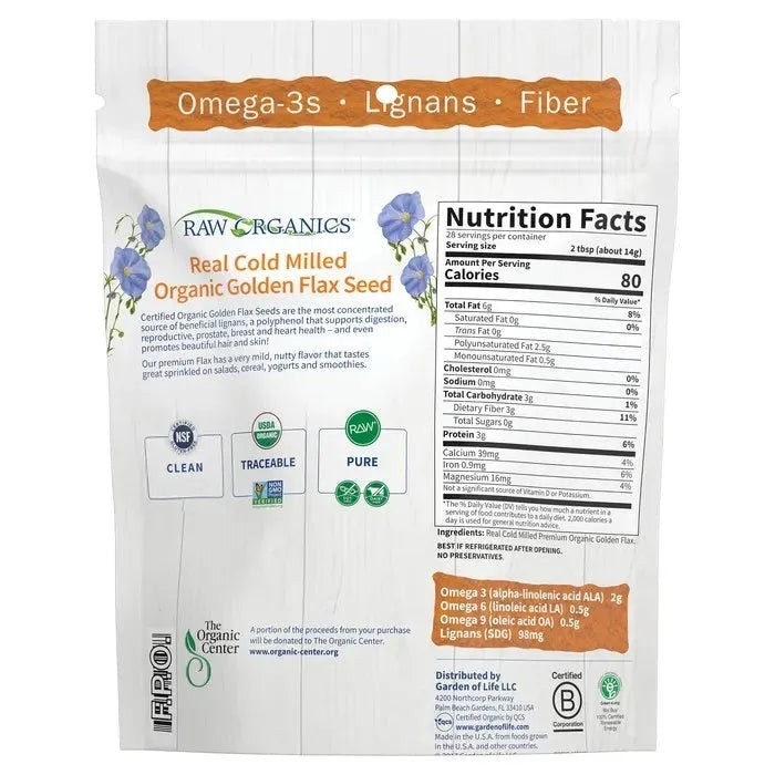Raw Organics Golden Milled Flaxseed