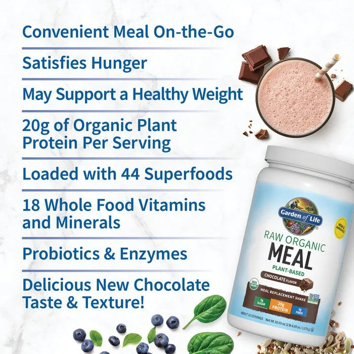 Raw Organic Meal Shake & Meal Replacement Chocolate 19.01oz (539g) Powder