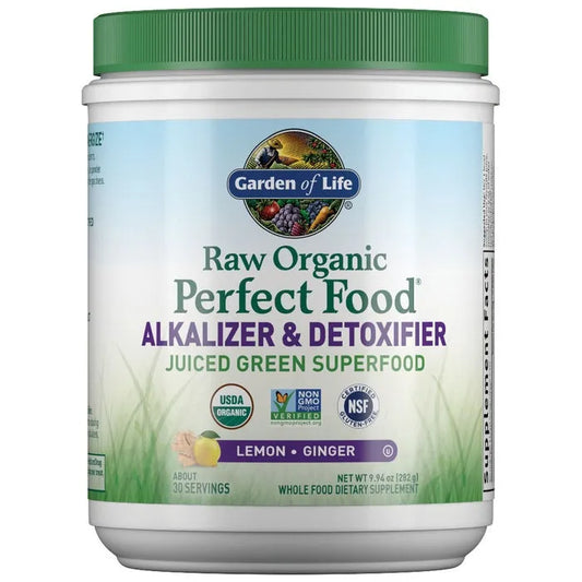 Raw Organic Perfect Food Alkalizer and Detoxifier Lemon-Ginger 9.94oz (282g) Powder