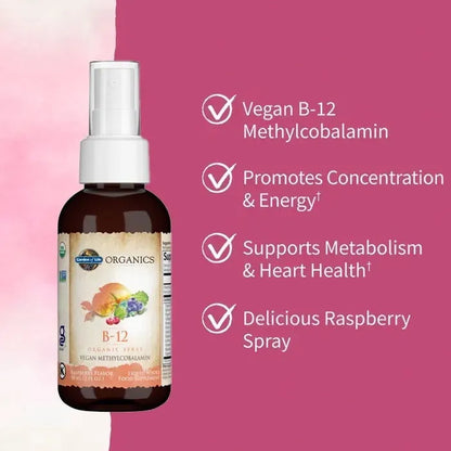 Organics B-12 Organic Spray Raspberry 2 fl oz (58ml) Liquid