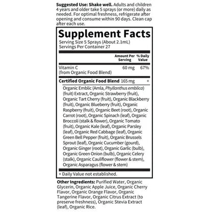 Organics Vitamin C Organic Spray Cherry Tangerine 2oz (58ml) Liquid