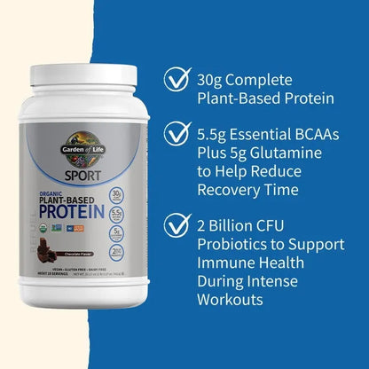 SPORT Organic Plant-Based Protein Chocolate 29.6oz (840g) Powder