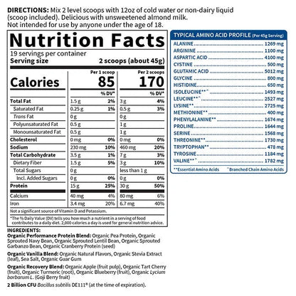 SPORT Organic Plant-Based Protein Powder - Vanilla