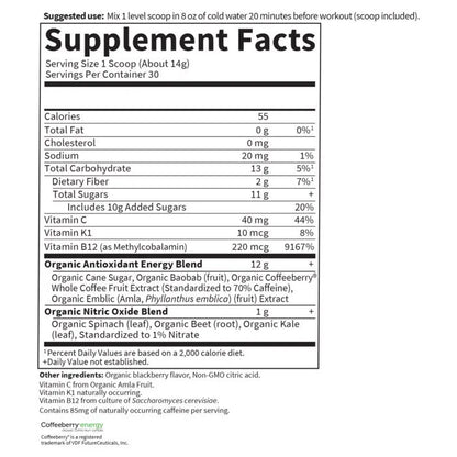 SPORT Organic Plant-Based Energy + Focus Blackberry 15.3 oz (432g) Powder