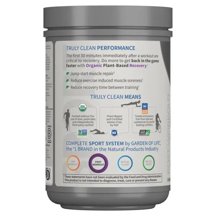 SPORT Organic Plant-Based Recovery Blackberry Lemonade 15.7 oz (446g) Powder
