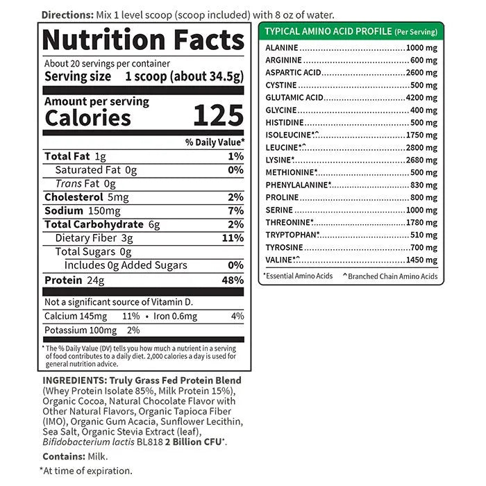 SPORT Certified Grass Fed Whey Powder - Chocolate