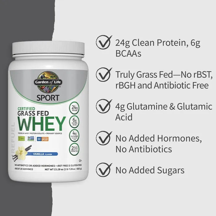 SPORT Certified Grass Fed Whey Powder - Vanilla