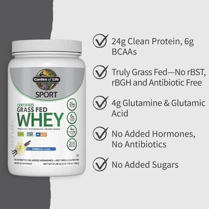 SPORT Certified Grass Fed Whey Powder - Vanilla