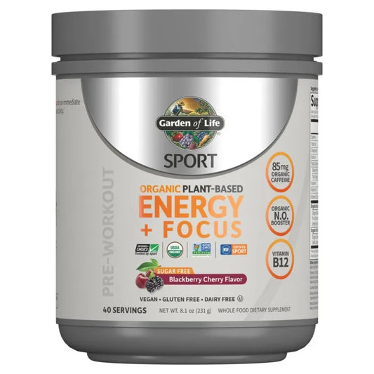SPORT Organic Plant-Based Energy + Focus Sugar Free Blackberry Cherry 8.1oz (231g) Powder