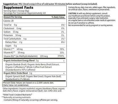 SPORT Organic Plant-Based Energy + Focus Sugar Free Blackberry Cherry 8.1oz (231g) Powder