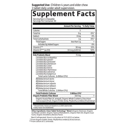 Dr. Formulated Probiotics Organic Kids+ Cooler Strawberry Banana 30 Chewables