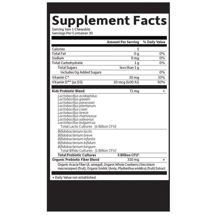 Dr. Formulated Probiotics Organic Kids+ Shelf-Stable Strawberry Banana 30 Chewables