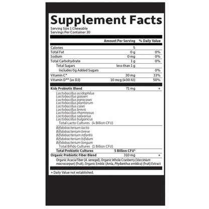 Dr. Formulated Probiotics Organic Kids+ Shelf-Stable Strawberry Banana 30 Chewables