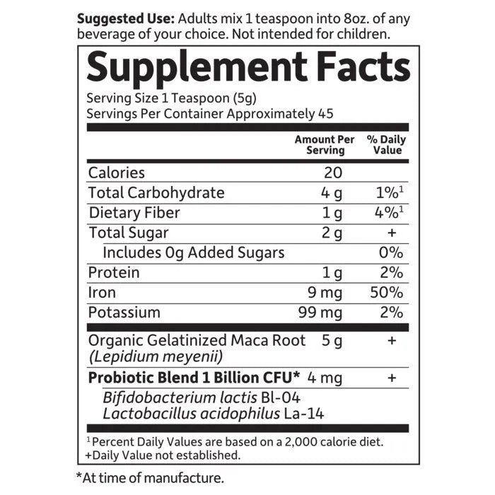 Organics Fair Trade Organic Maca Root Energy Boost† 7.93oz (225g) Powder