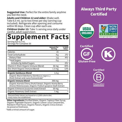 Organics Elderberry Immune Syrup† Liquid