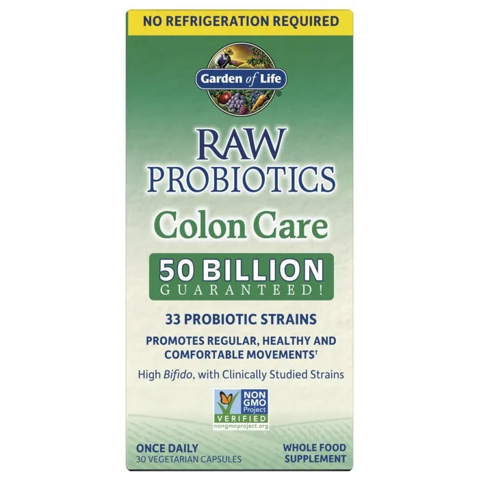 Raw Probiotics Colon Care Shelf-Stable 30 Capsules
