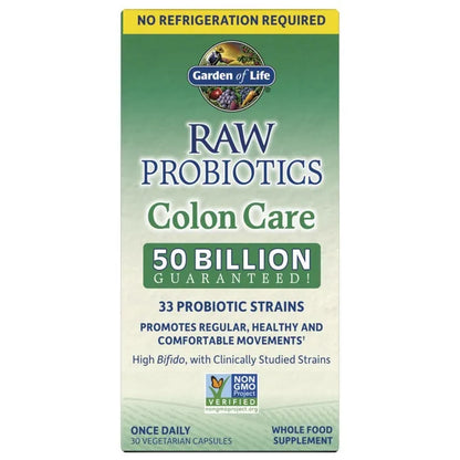 Raw Probiotics Colon Care Shelf-Stable 30 Capsules