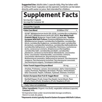 Raw Probiotics Colon Care Shelf-Stable 30 Capsules