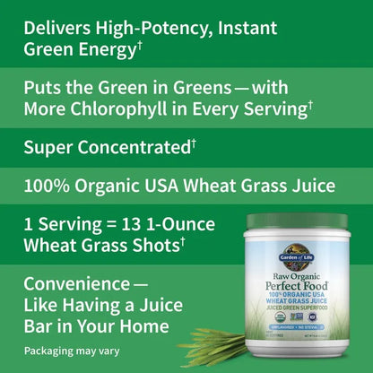 Raw Organic Perfect Food Wheat Grass Juice Powder