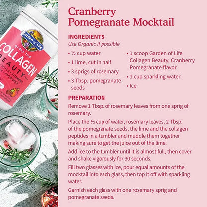 Grass Fed Collagen Beauty Cranberry Pomegranate 9.52oz (270g) Powder