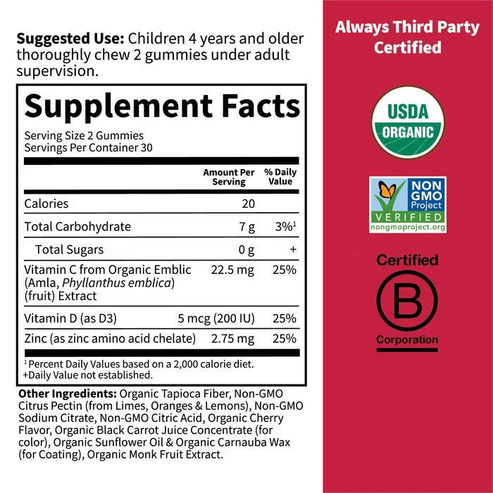 Organic Kids Immune Gummy† Cherry Flavor 60ct