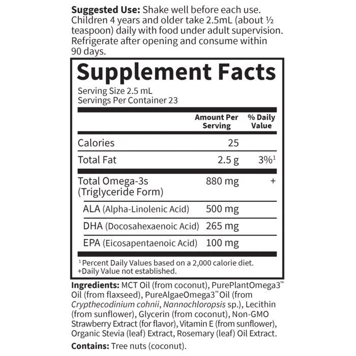 Kids Plant Omega-3 Strawberry 2 fl oz (57.5ml) Liquid