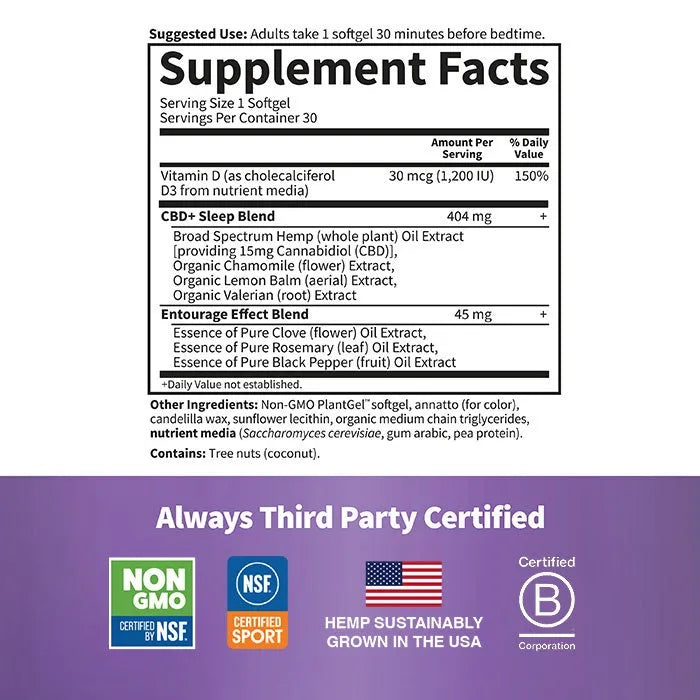 Dr. Formulated CBD+ Sleep Softgels