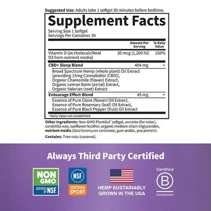 Dr. Formulated CBD+ Sleep Softgels