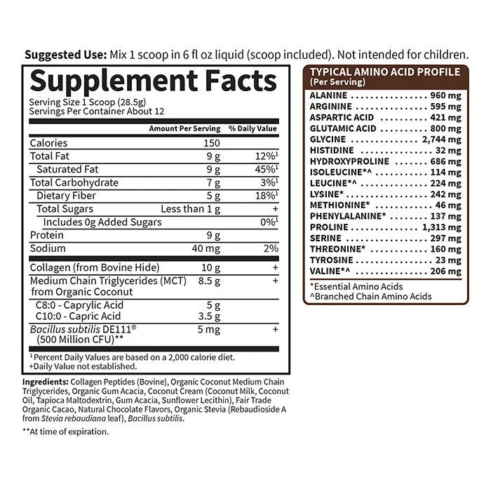 Grass Fed Collagen Creamer Powder - Chocolate