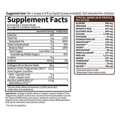 Grass Fed Collagen Creamer Powder - Chocolate