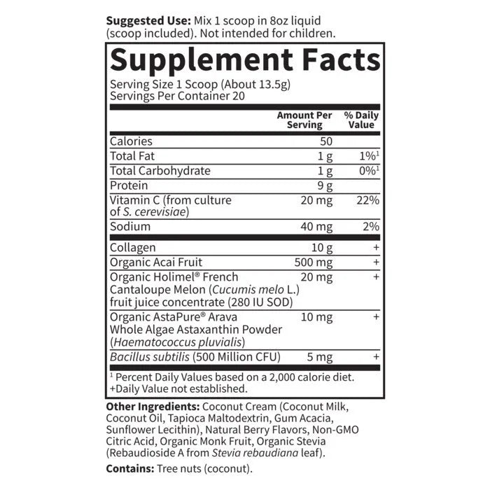 Grass Fed Collagen Super Beauty Blueberry Acai 9.52oz (270g) Powder