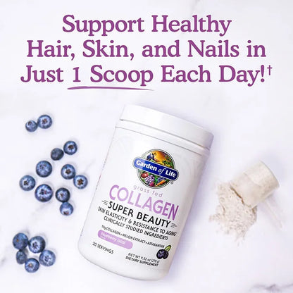 Grass Fed Collagen Super Beauty Blueberry Acai 9.52oz (270g) Powder