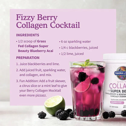 Grass Fed Collagen Super Beauty Blueberry Acai 9.52oz (270g) Powder