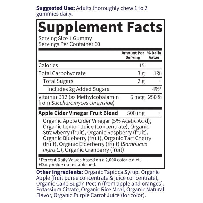 Organics Apple Cider Vinegar Original 60 Gummies