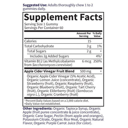 Organics Apple Cider Vinegar Original 60 Gummies