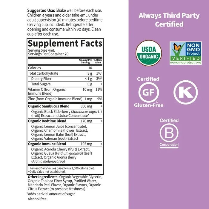 Organics Kids Elderberry & Sleep Immune Syrup† Liquid