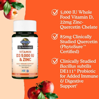 Dr. Formulated Vitamin D3 5,000 IU + Zinc - 30ct Tablets
