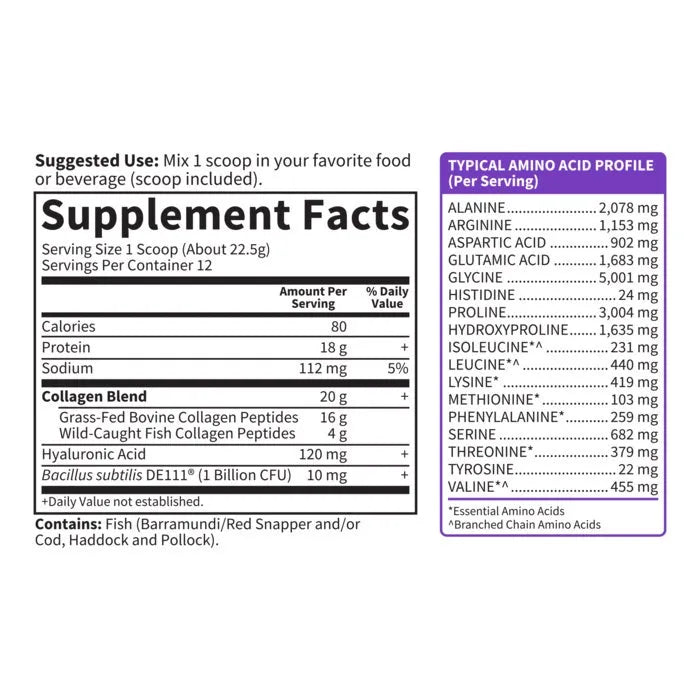Wild Caught & Grass Fed Collagen Hyaluronic Acid - 9.52 oz Powder